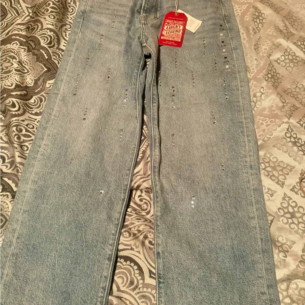 Lucky Brand Crop Rhinestone Jeans - Picture 2 of 6